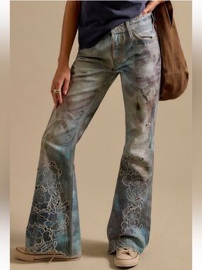 NWT FREE PEOPLE WE THE FREE WEAT COAST ILLUSIONS & CUTWORK JEANS 🔥🔥